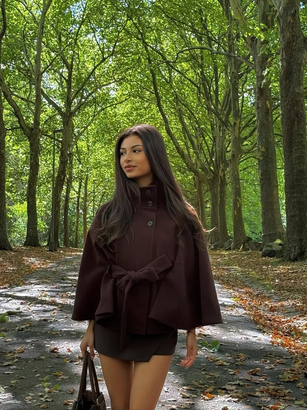 Arianne Elegant High-Neck Belted Cape Jacket 9