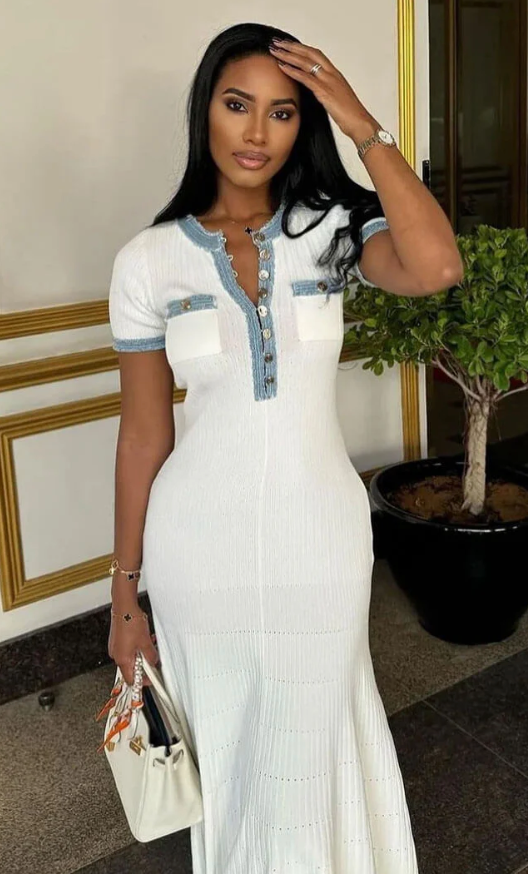 Amélie Button-Trim Maxi Dress