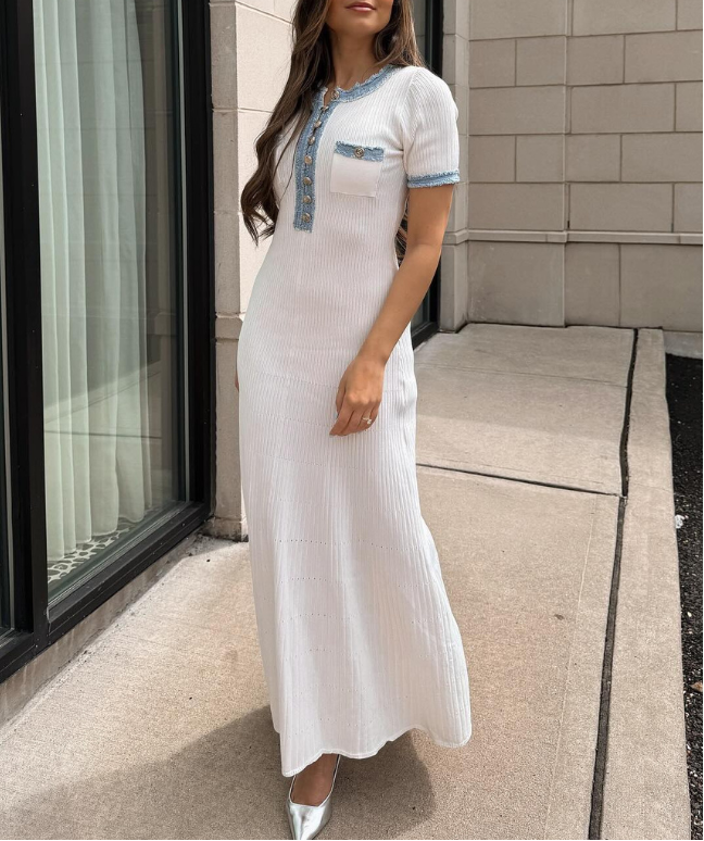 Amélie Button-Trim Maxi Dress