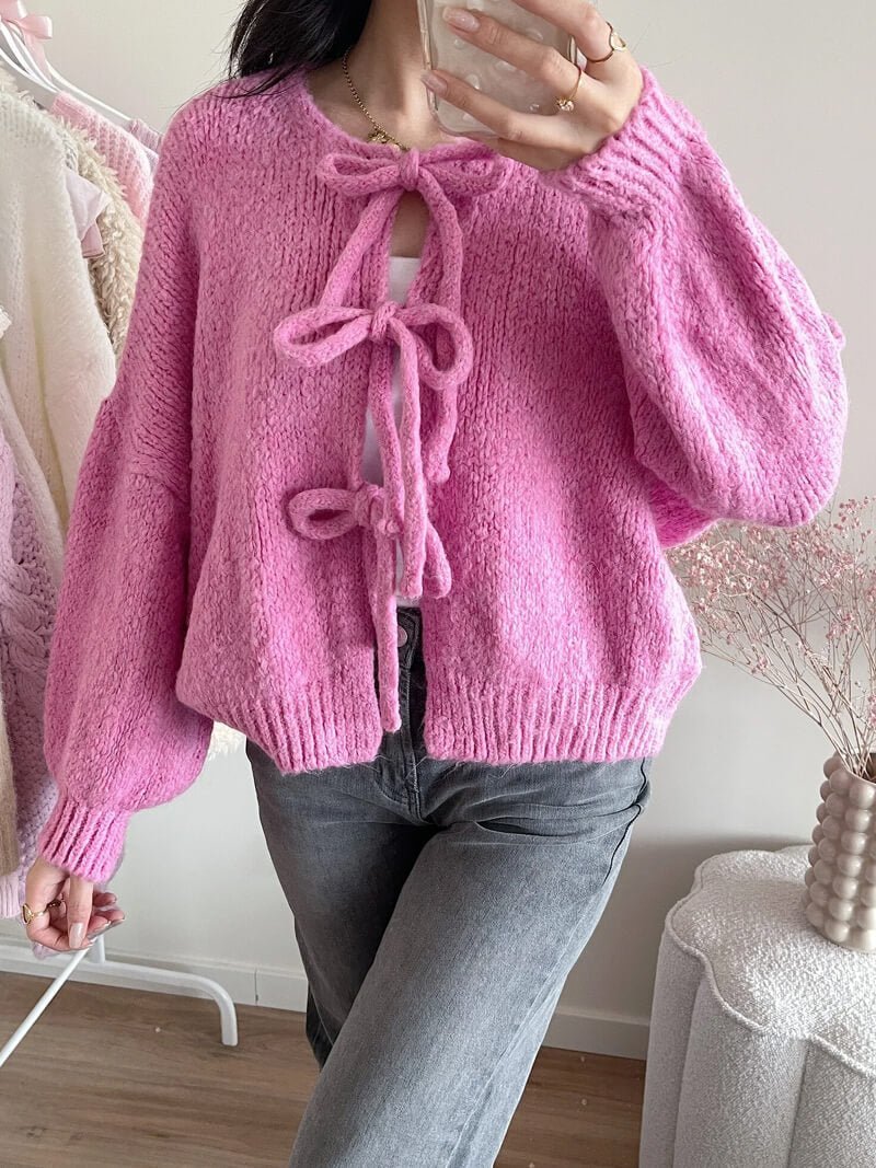 Emma Knit Cardigan with Bow Design 10