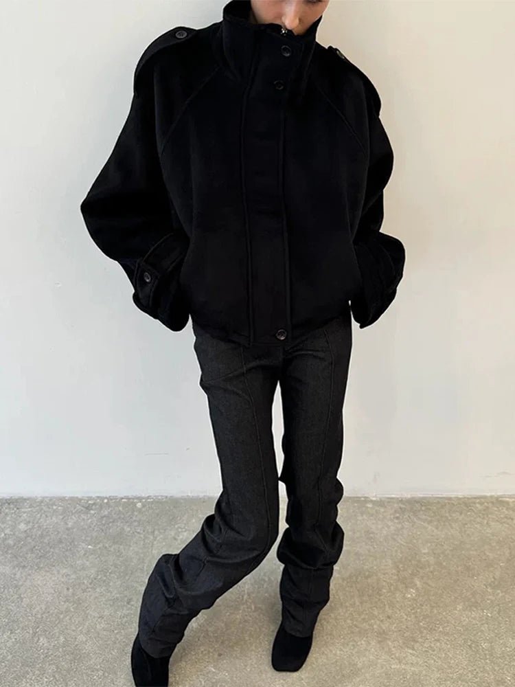 Elara Cropped High Collar Coat