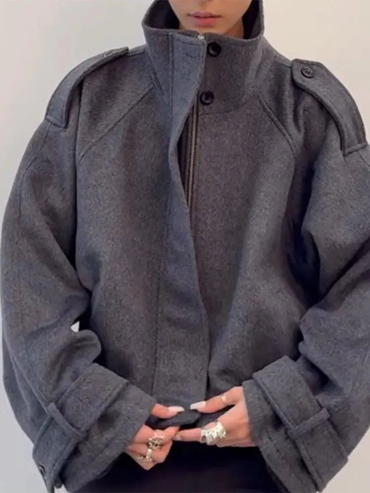 Elara Cropped High Collar Coat