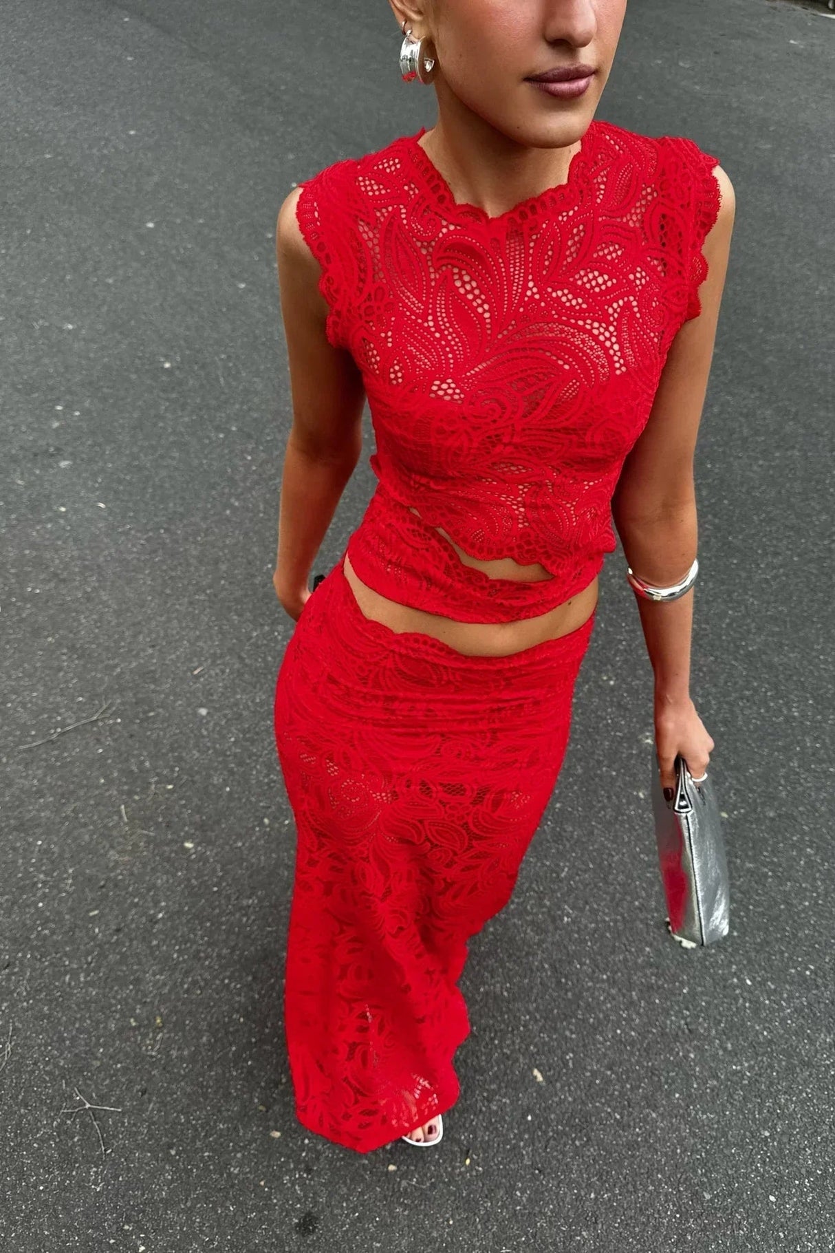 Elara Lace Evening Set