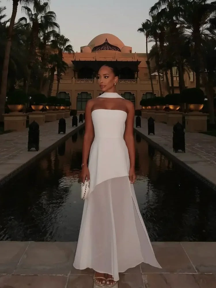 Marisse High Neck Evening Gown