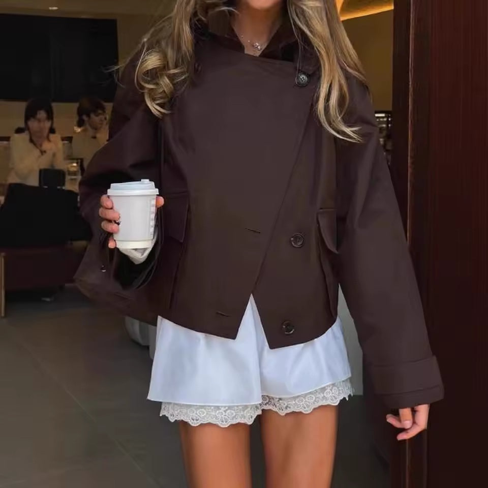 Maeve Cropped Brown Coat