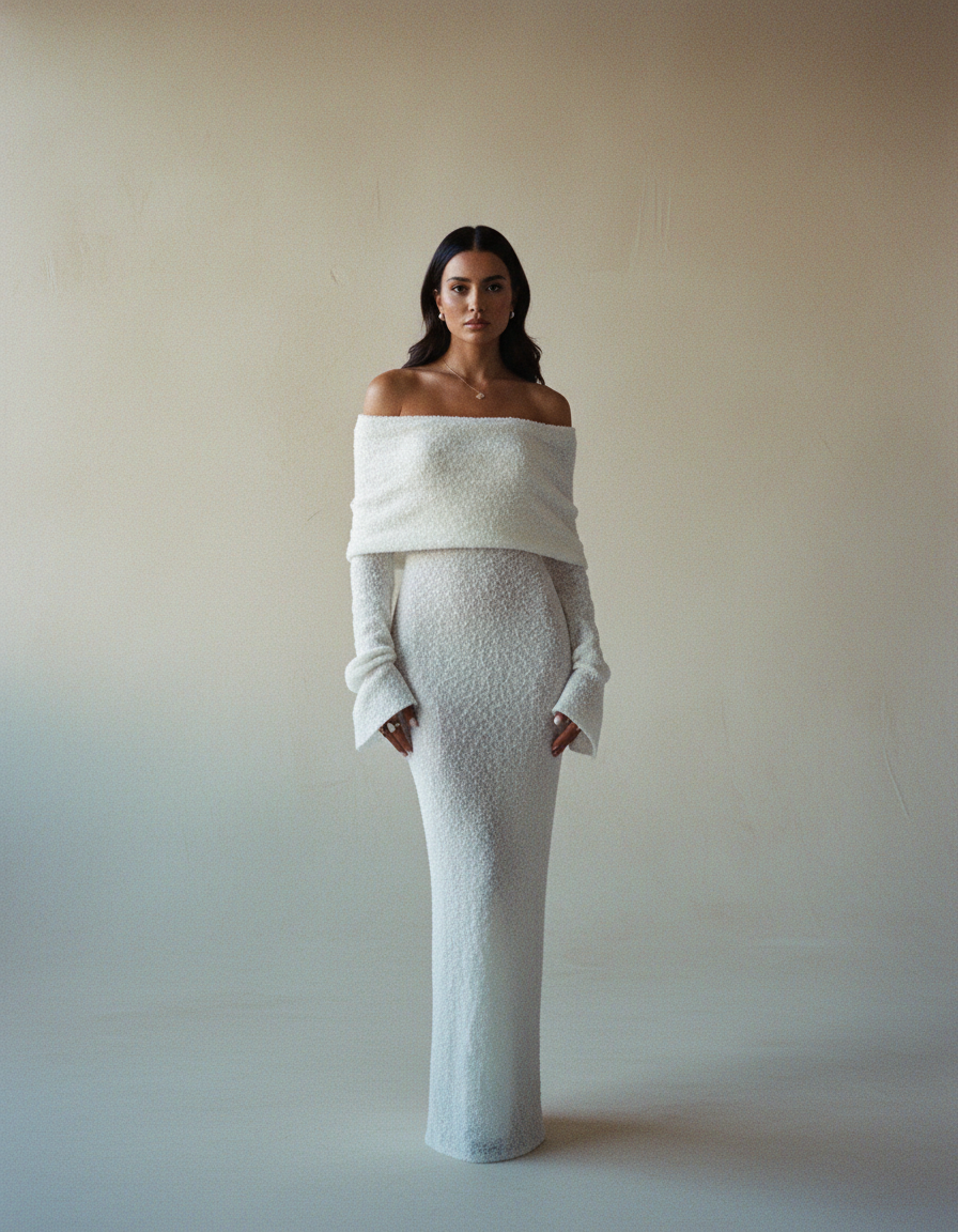 Effortless Off-Shoulder Silhouette Maxi Dress