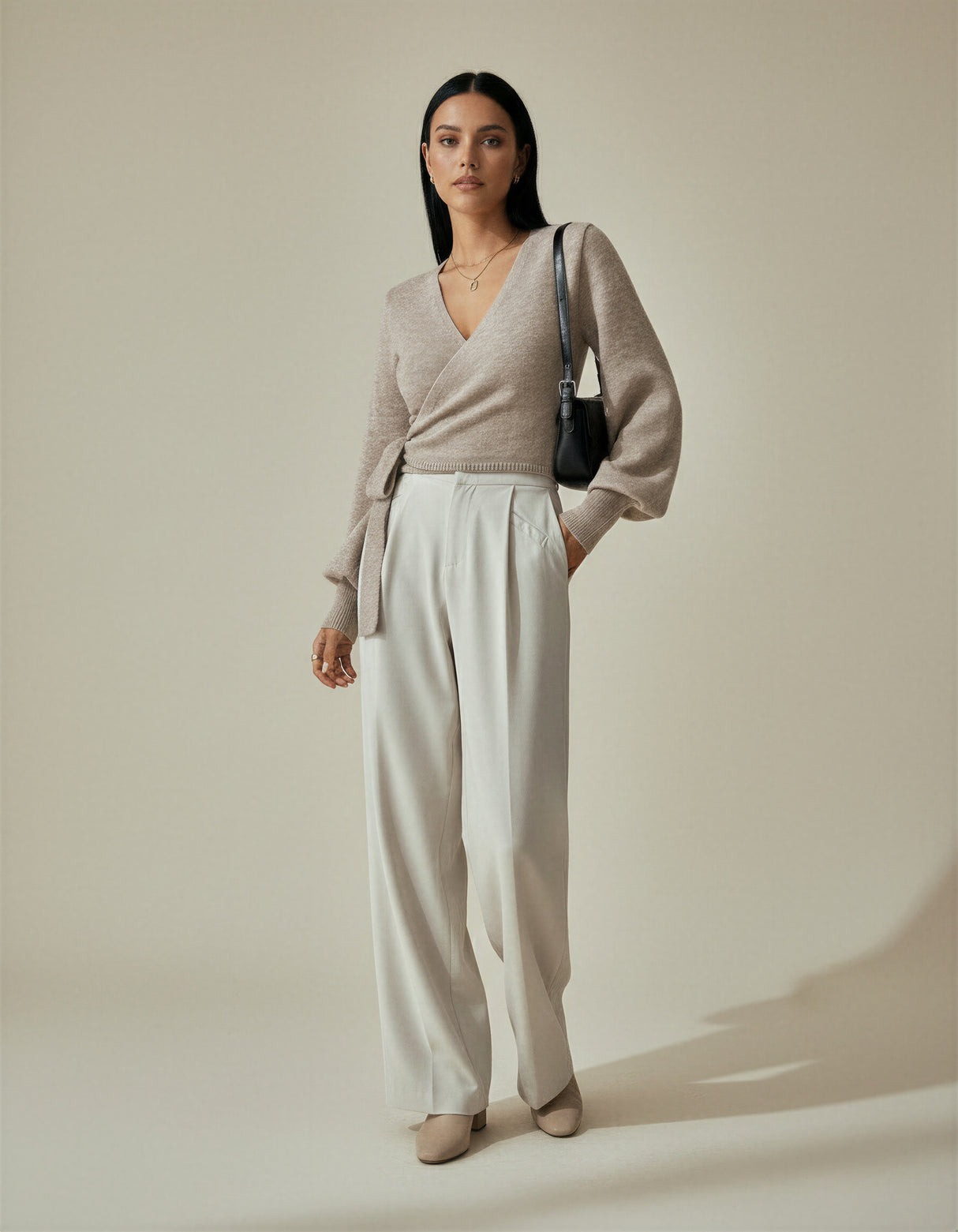 Soft Long Sleeve Wrap Sweater