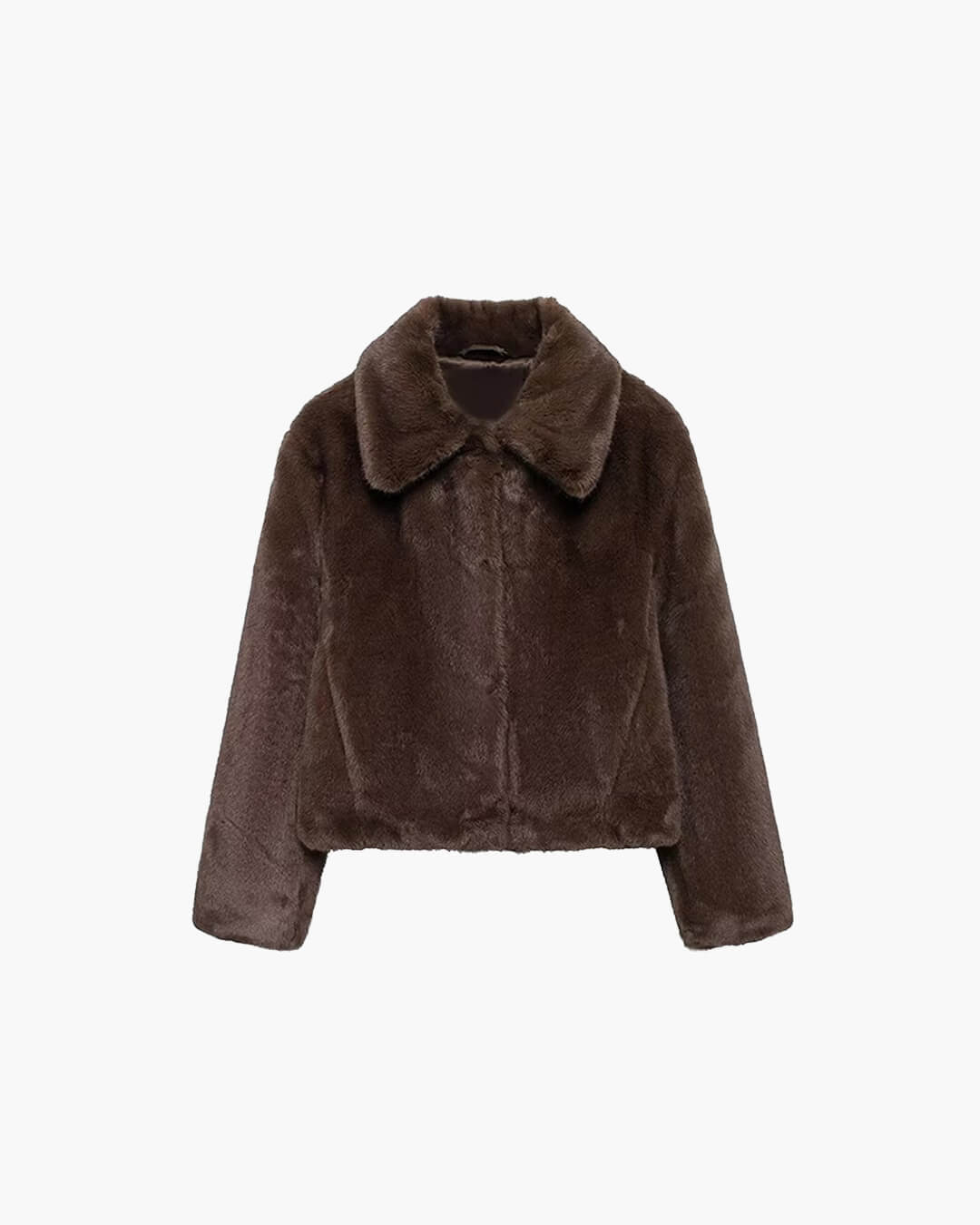 Lyra Short Plush Faux-Fur Collared Jacket