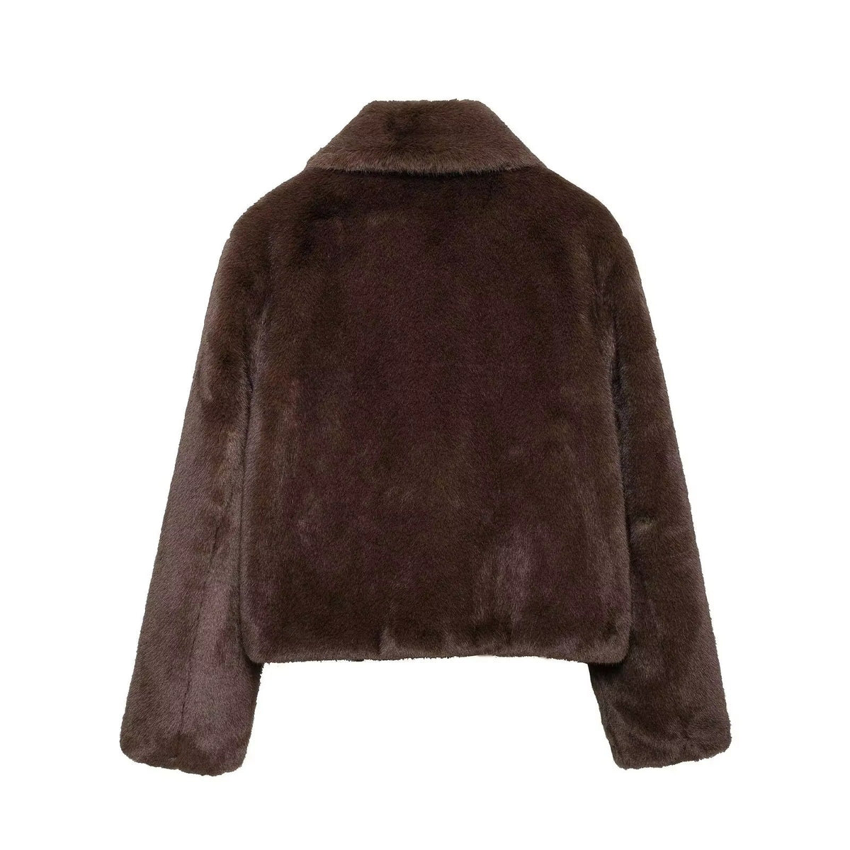 Lyra Short Plush Faux-Fur Collared Jacket