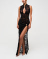 Amira Sculpted Lace Evening Maxi Dress