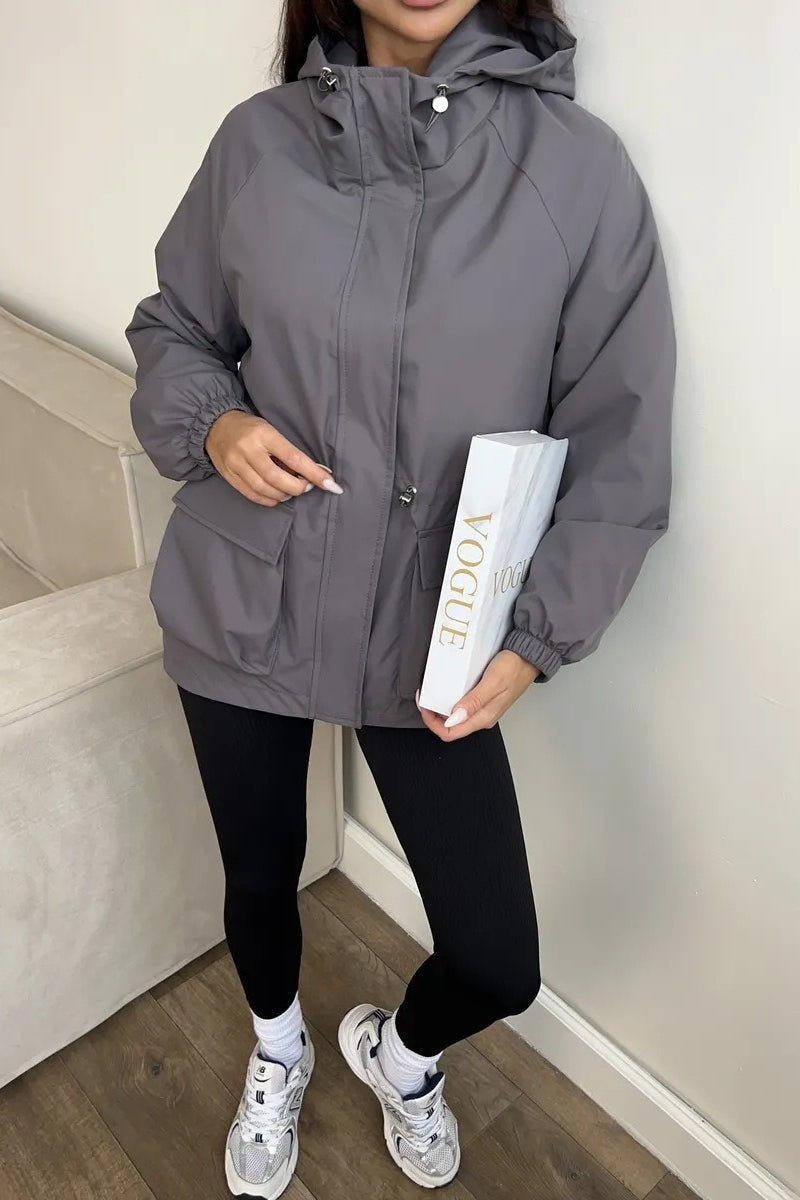 Evelyn Waterproof Hooded Drawstring Jacket