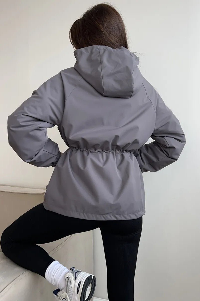 Evelyn Waterproof Hooded Drawstring Jacket