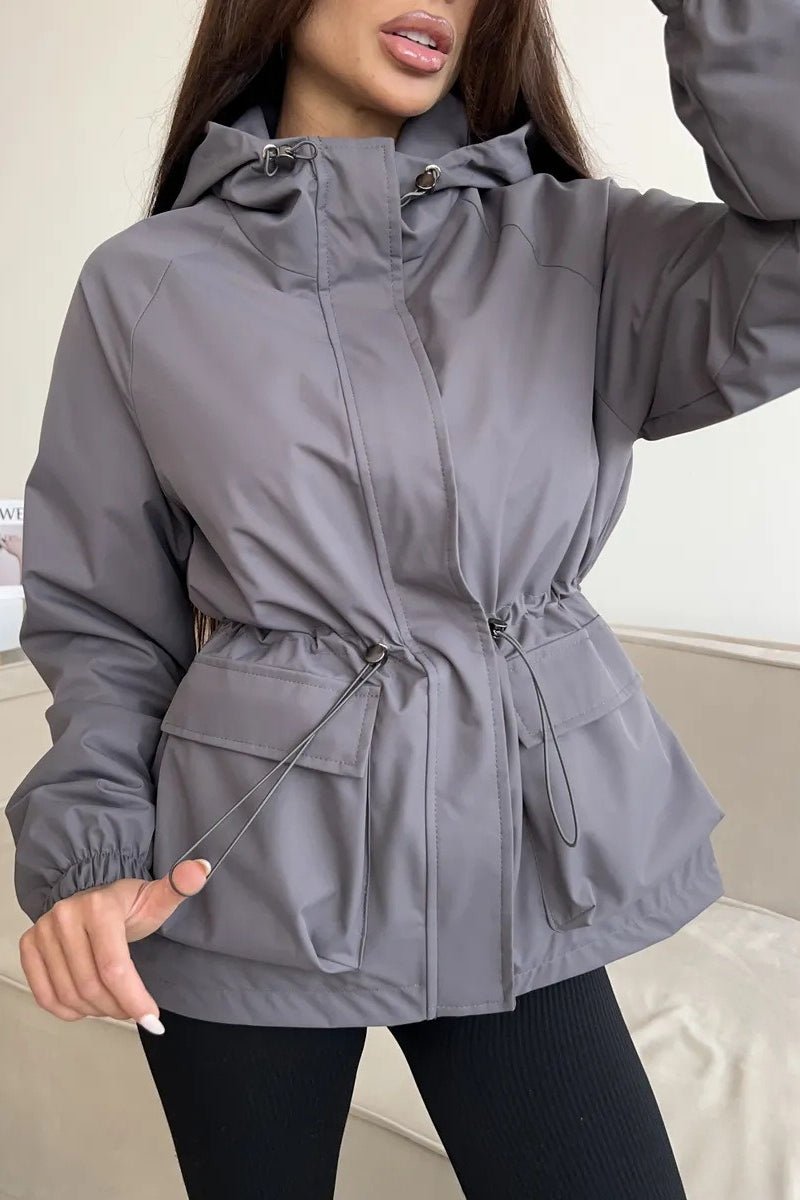 Evelyn Waterproof Hooded Drawstring Jacket