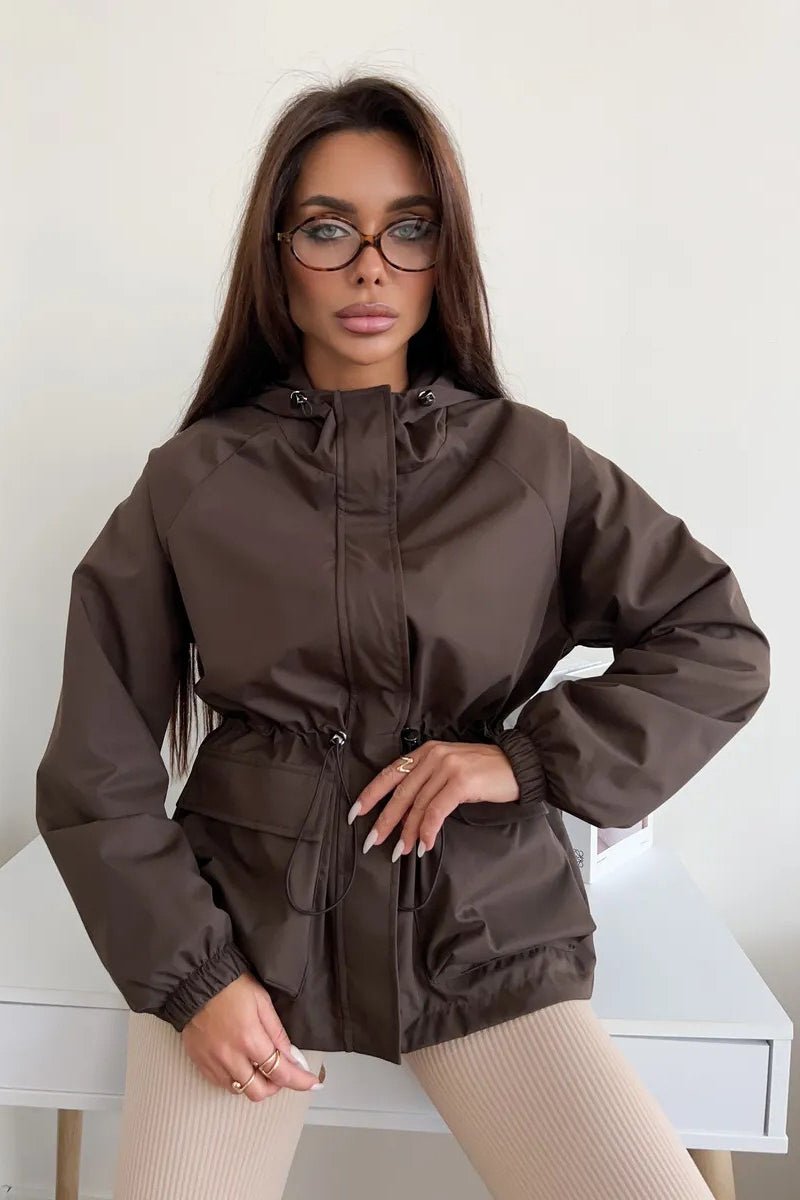 Evelyn Waterproof Hooded Drawstring Jacket