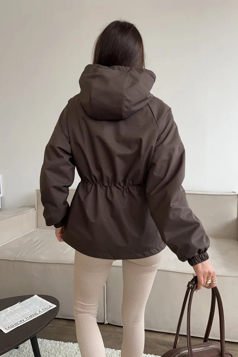 Evelyn Waterproof Hooded Drawstring Jacket