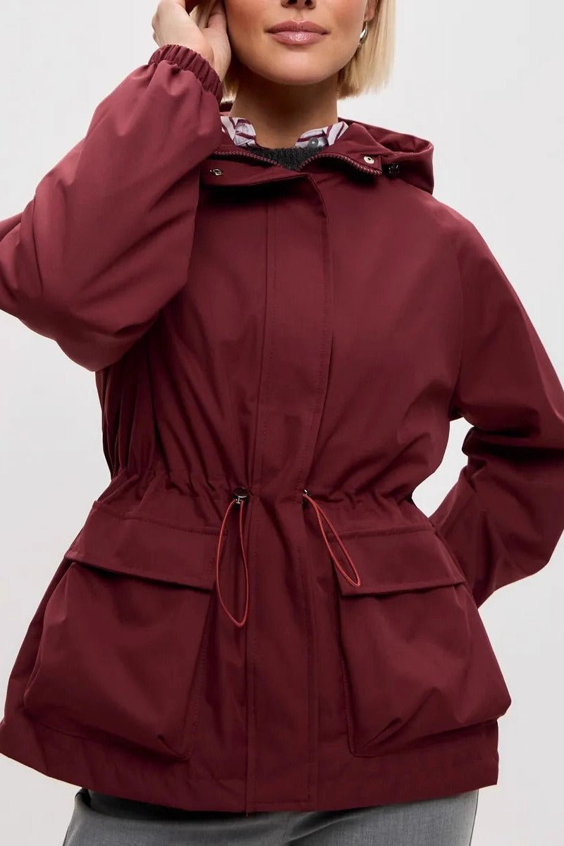 Evelyn Waterproof Hooded Drawstring Jacket