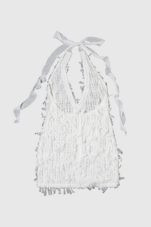 Elara Halter Fringe Backless Mini Dress