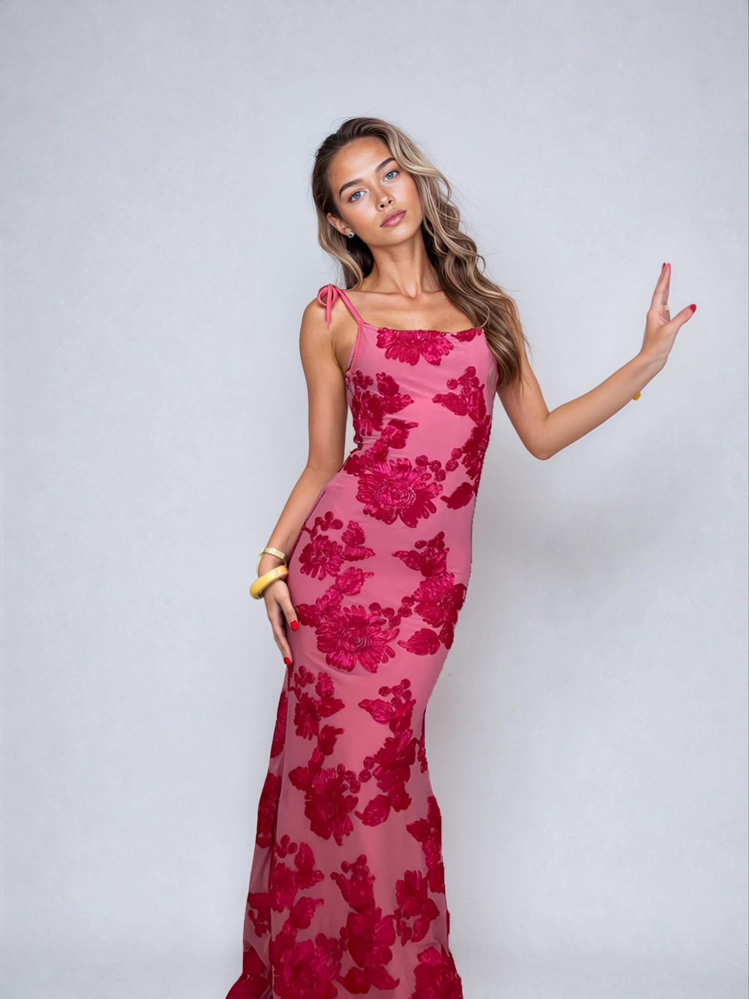 Sienna Pink Lace Maxi Dress