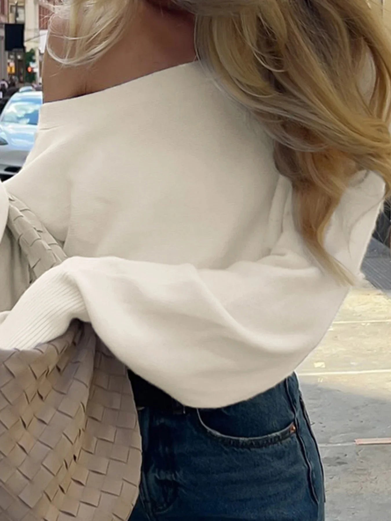 Alessia Chic One-Shoulder Knit Sweater