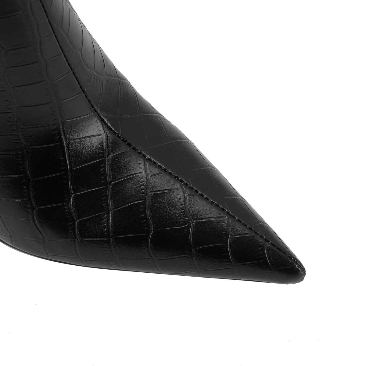 Alessia Crocodile-Embossed Pointed-Toe High-Heel Knee Boots