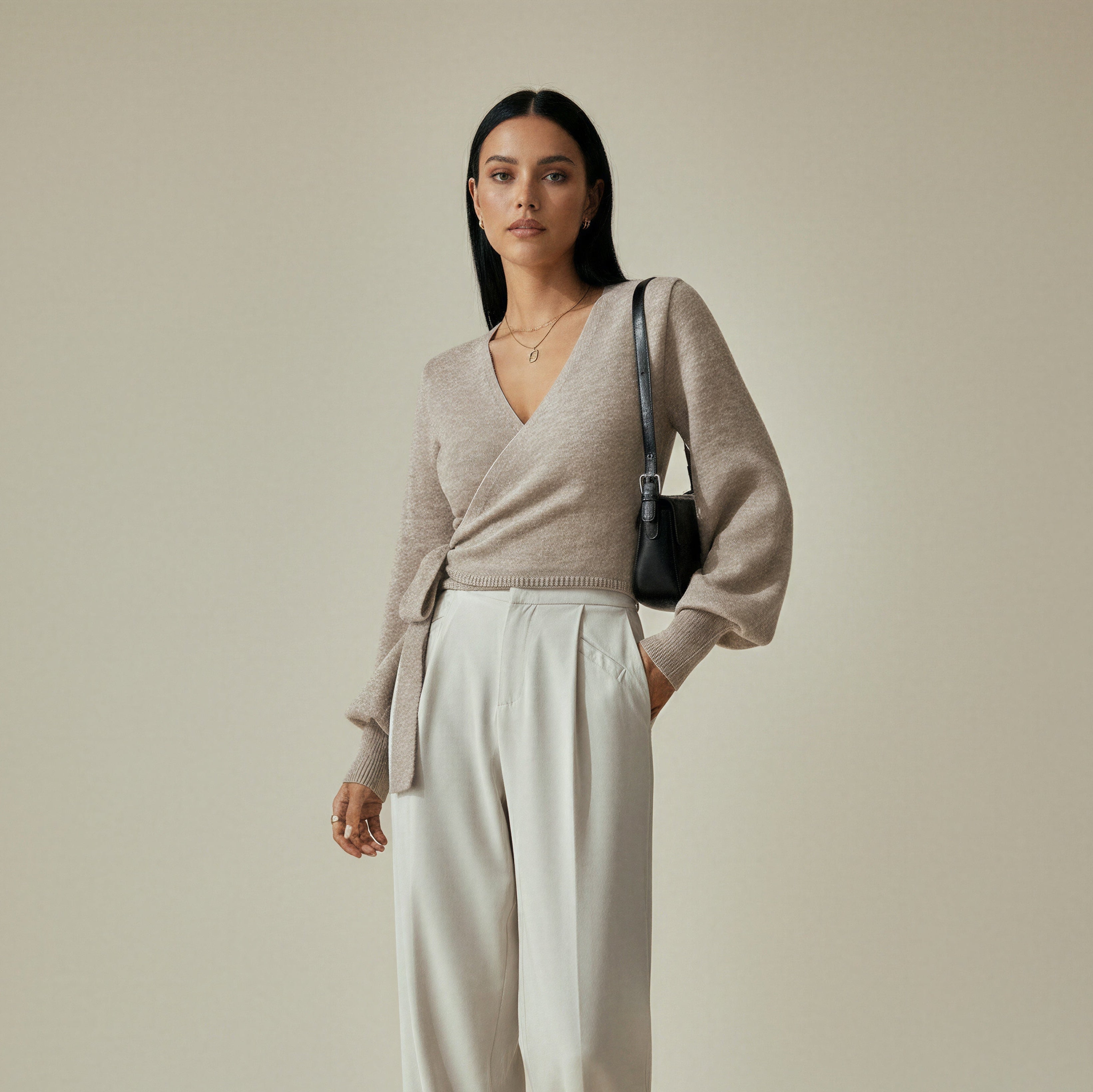 Alessia Elegant Wrap Knit Top