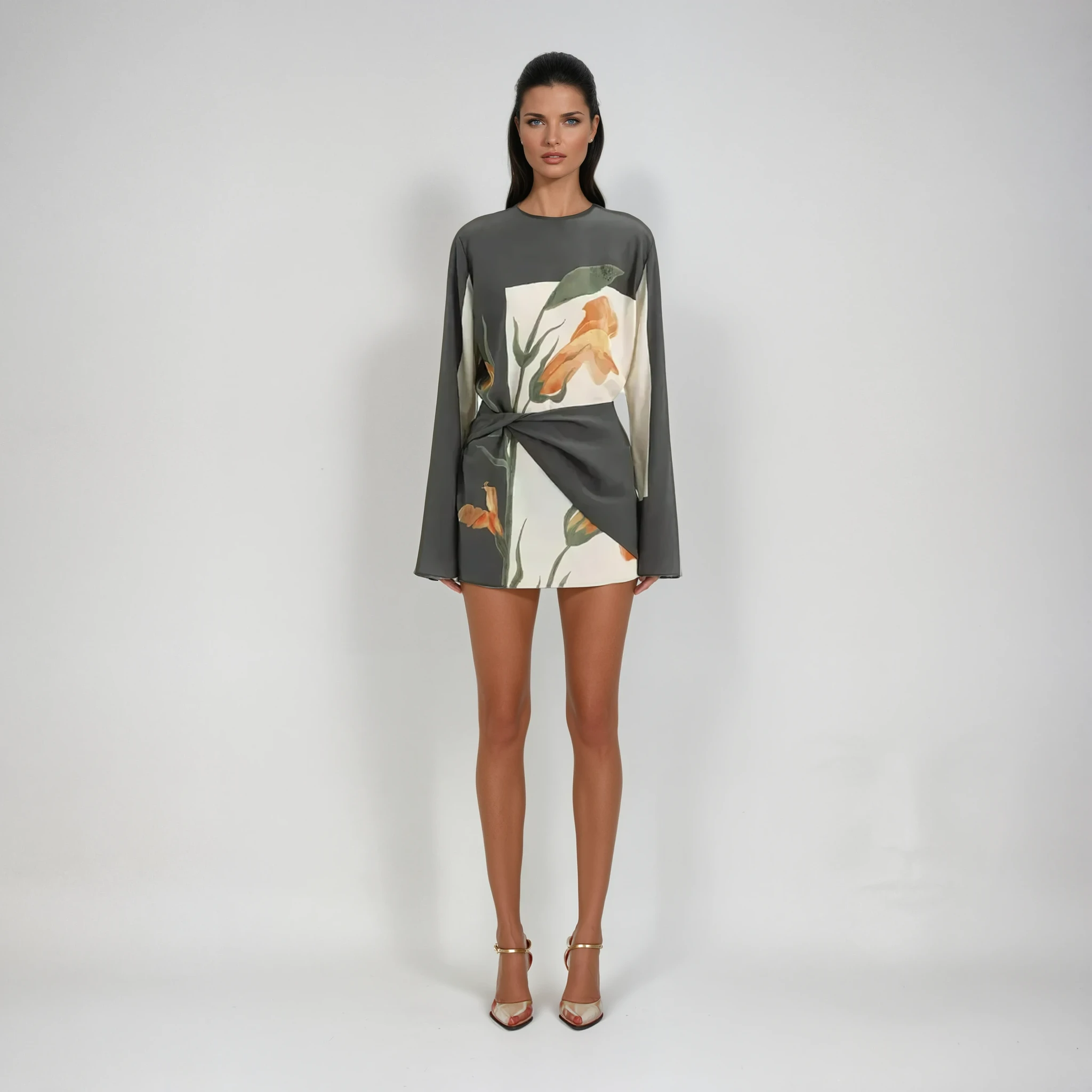 Alessia Twist Floral Cocktail Mini Dress