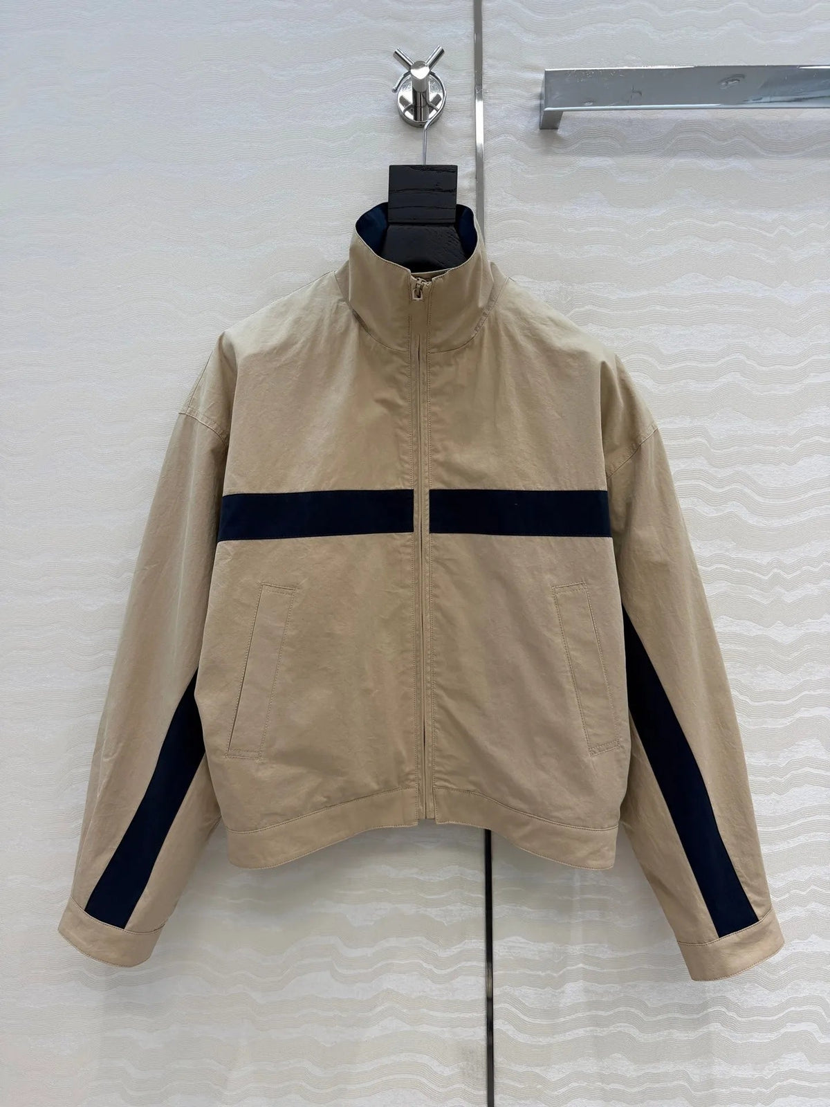 Aurelia Vintage Striped Zip-Up Bomber Jacket
