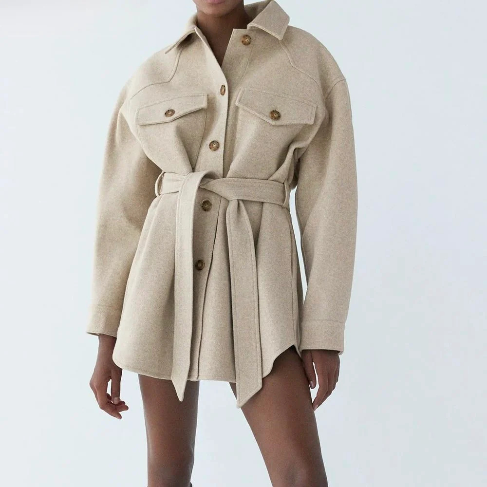 Amara Loose Wool Belted Coat 2