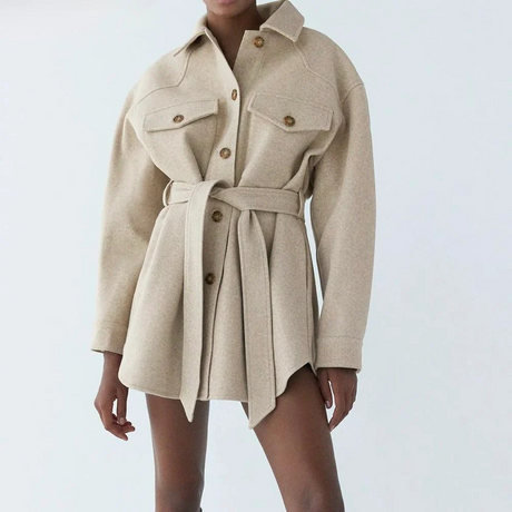 Amara Loose Wool Belted Coat 2