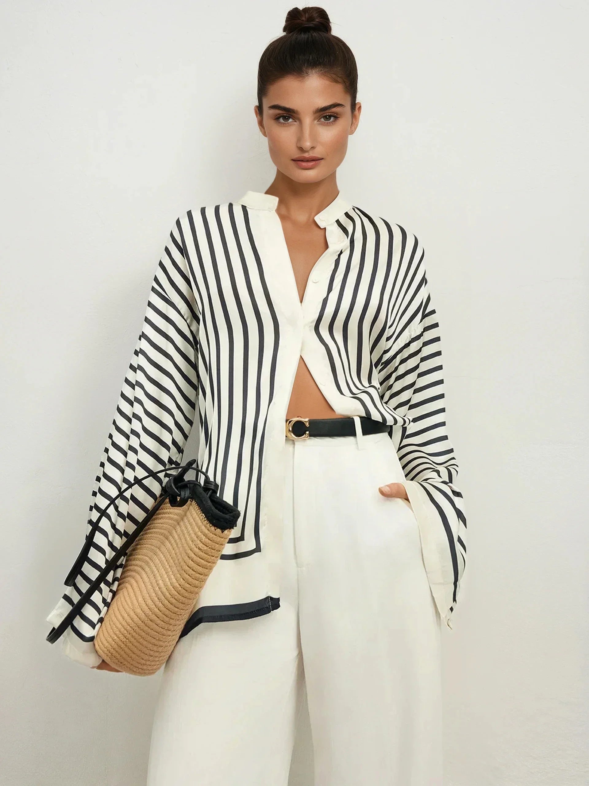 Amelia Modern Stripe Oversized Blouse