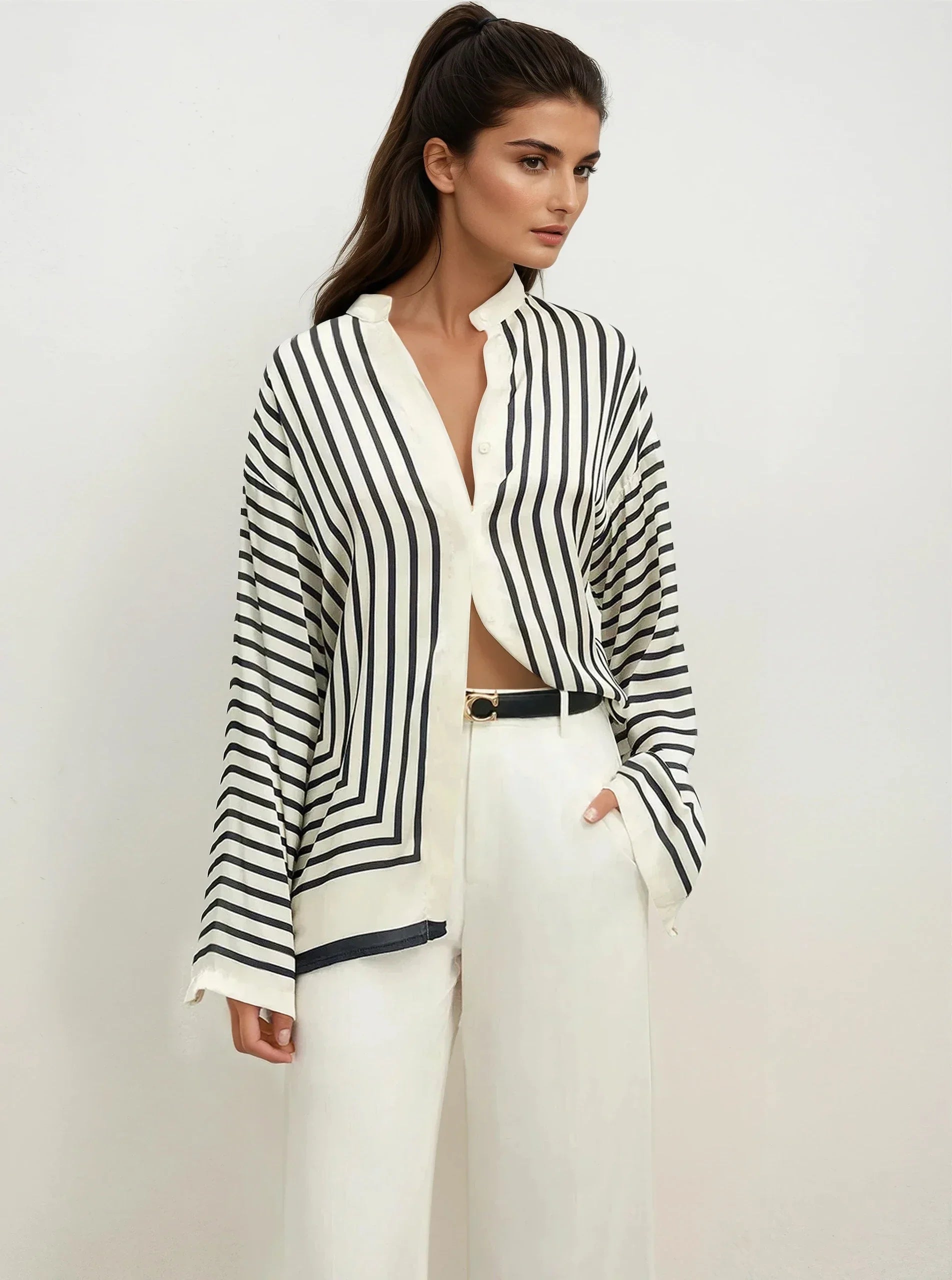 Amelia Modern Stripe Oversized Blouse