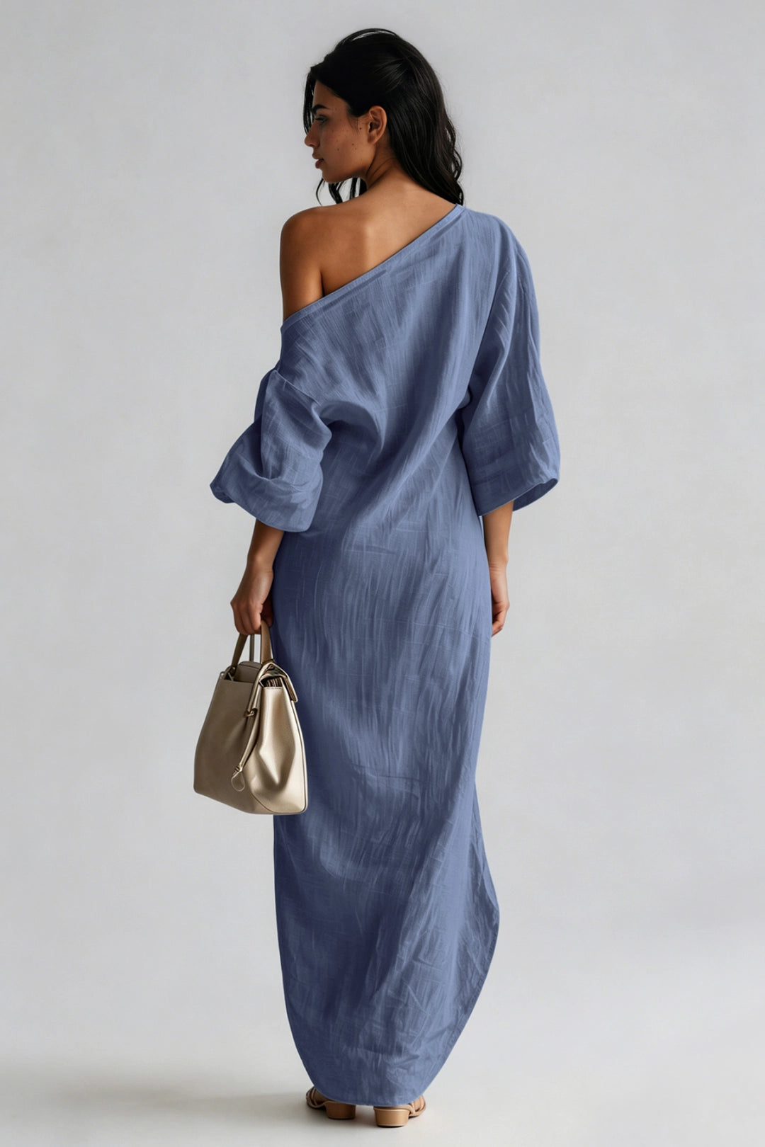 Aria Asymmetric One-Shoulder Linen Maxi Dress