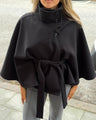 Arianne Elegant High-Neck Belted Cape Jacket 1