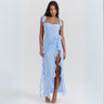 Ariela Ruffle Trim High Slit Maxi Dress 4