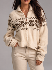 Astrid Fair Isle Zip-Up Knit Cardigan