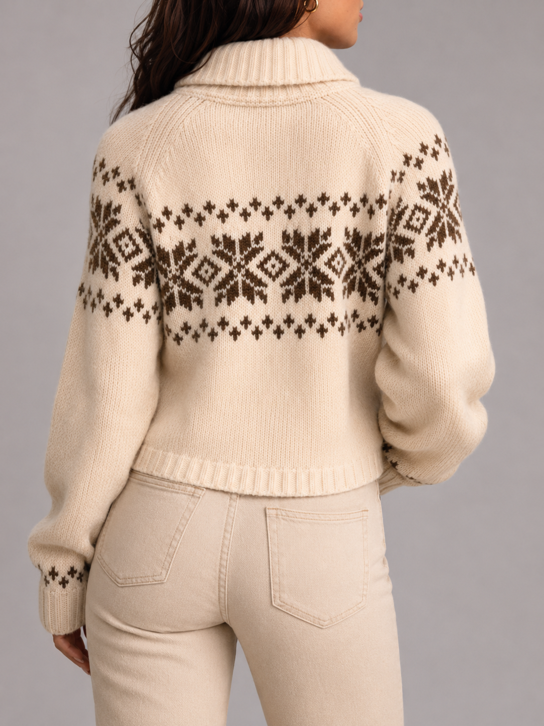 Astrid Fair Isle Zip-Up Knit Cardigan