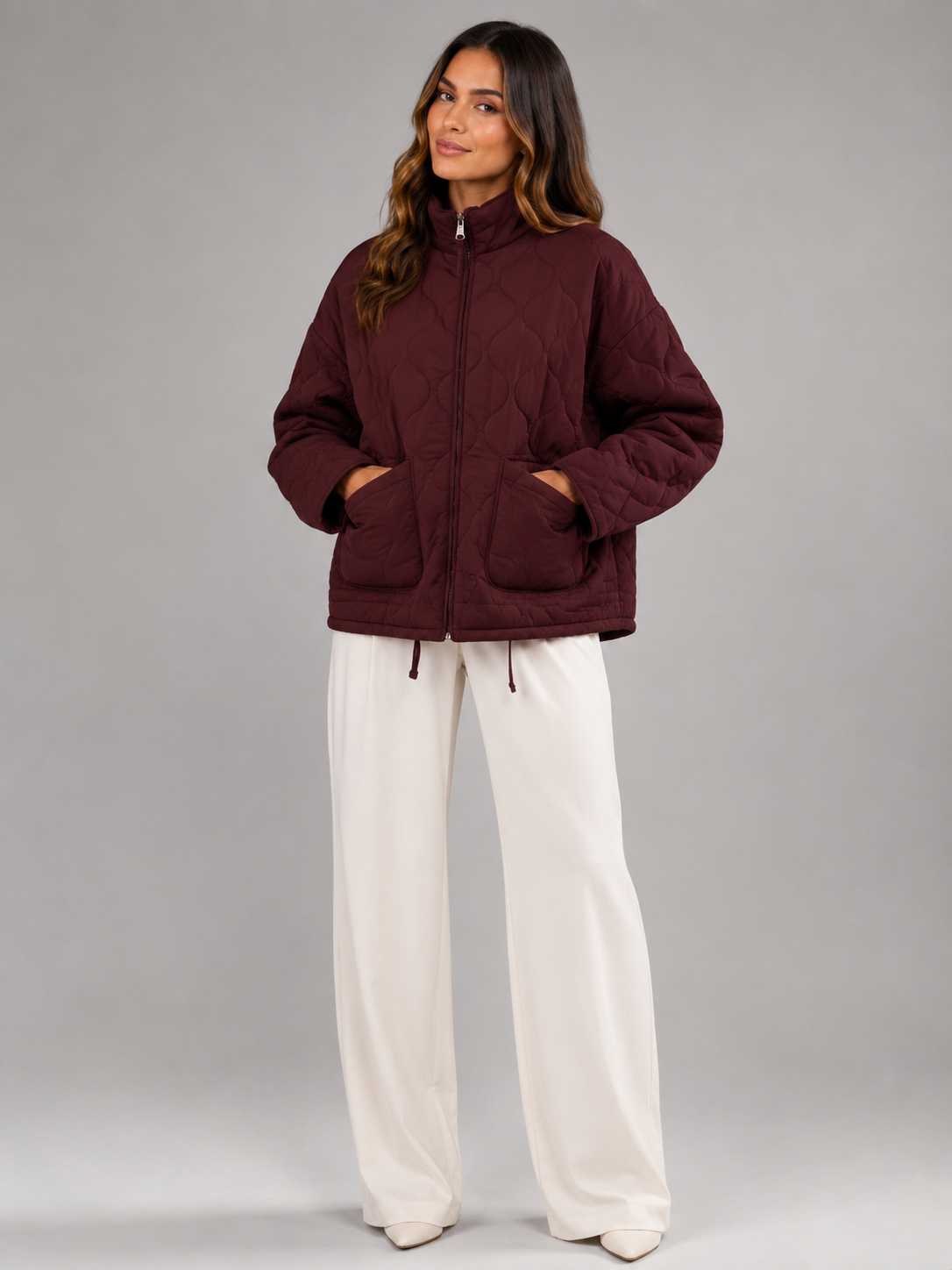 Astrid Quilted High-Neck Zip Utility Jacket