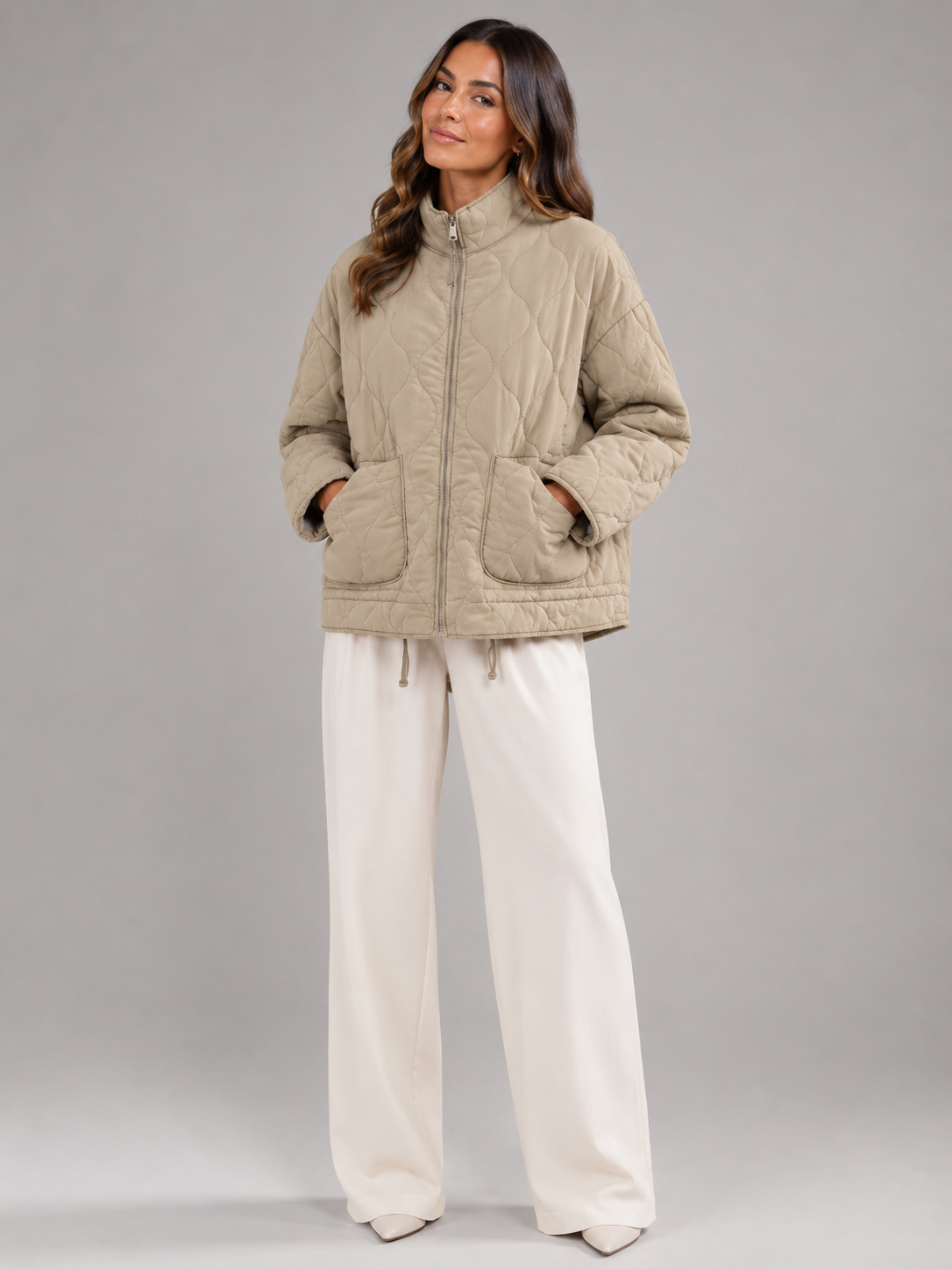 Astrid Quilted High-Neck Zip Utility Jacket