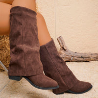 Astrid Slouchy Faux Suede Fold-Over Knee-High Boots