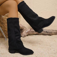 Astrid Slouchy Faux Suede Fold-Over Knee-High Boots
