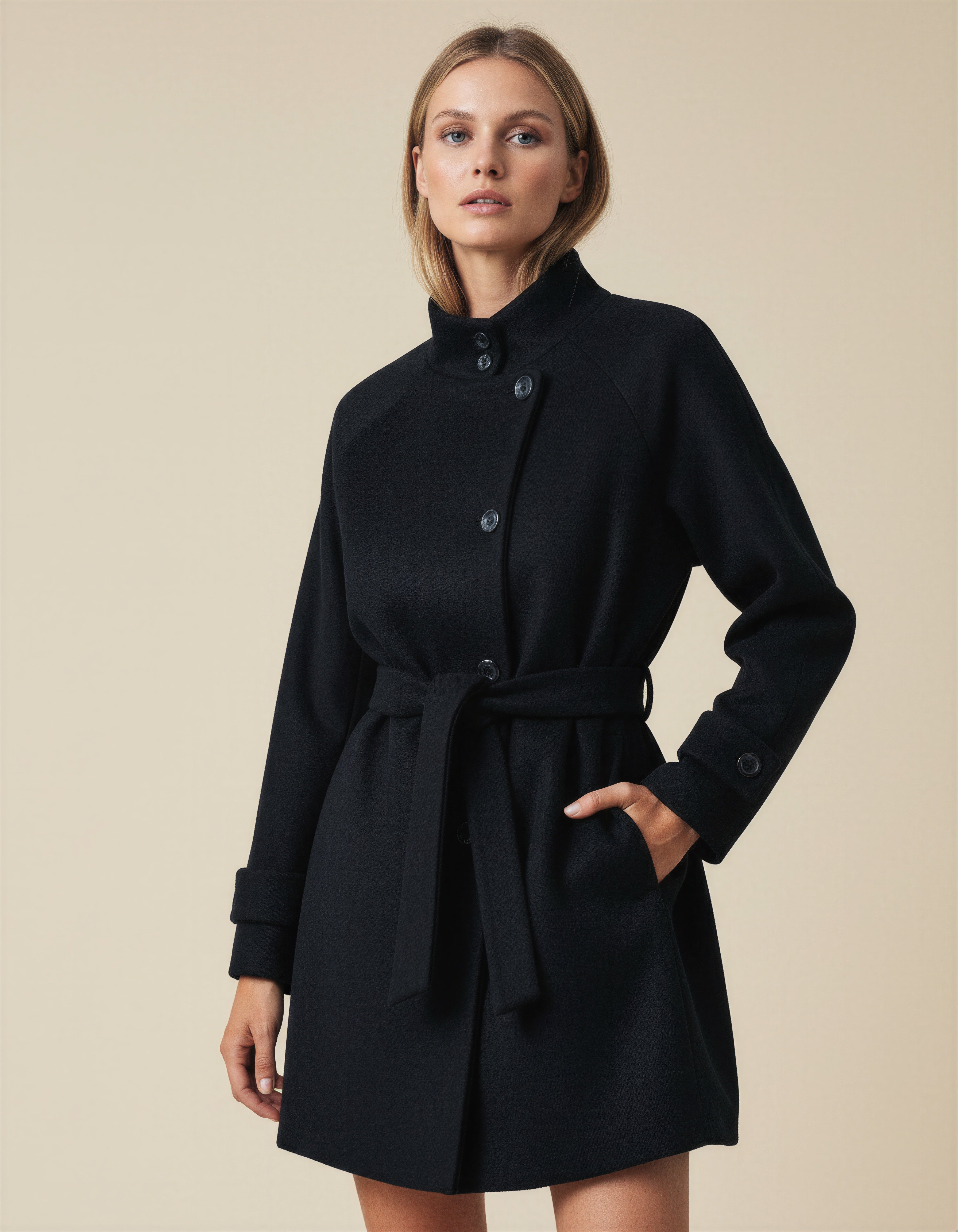 Audrey Minimal Belted Short Coat
