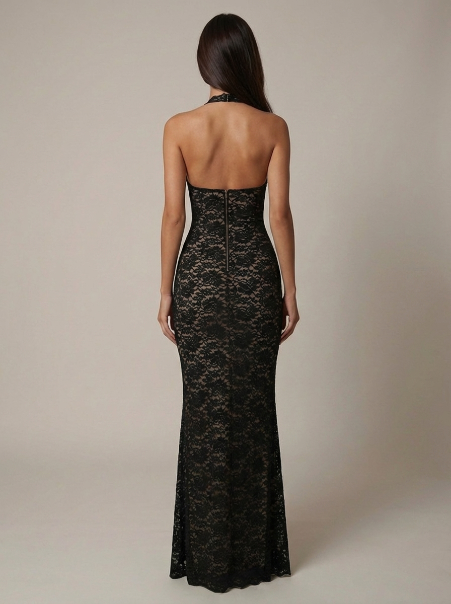 Audrey Lace Deep V Maxi Dress Cocktail