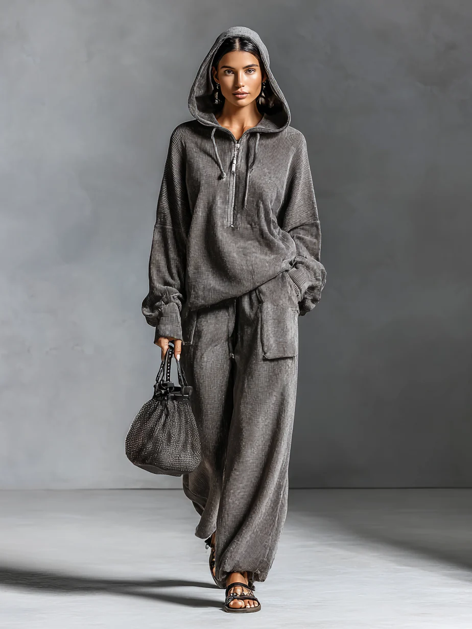 Aurelia Corduroy Hooded Lounge Two-Piece Set