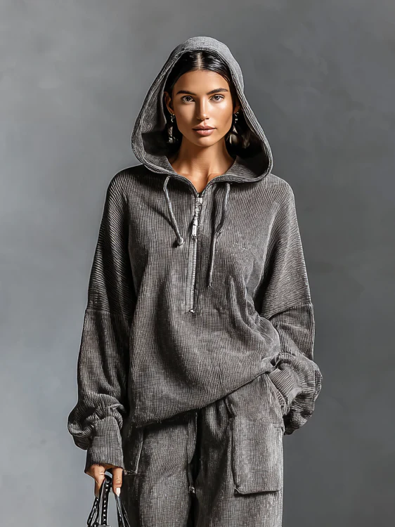 Aurelia Corduroy Hooded Lounge Two-Piece Set
