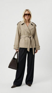 Aurelia Cropped Double-Breasted Trench Jacket