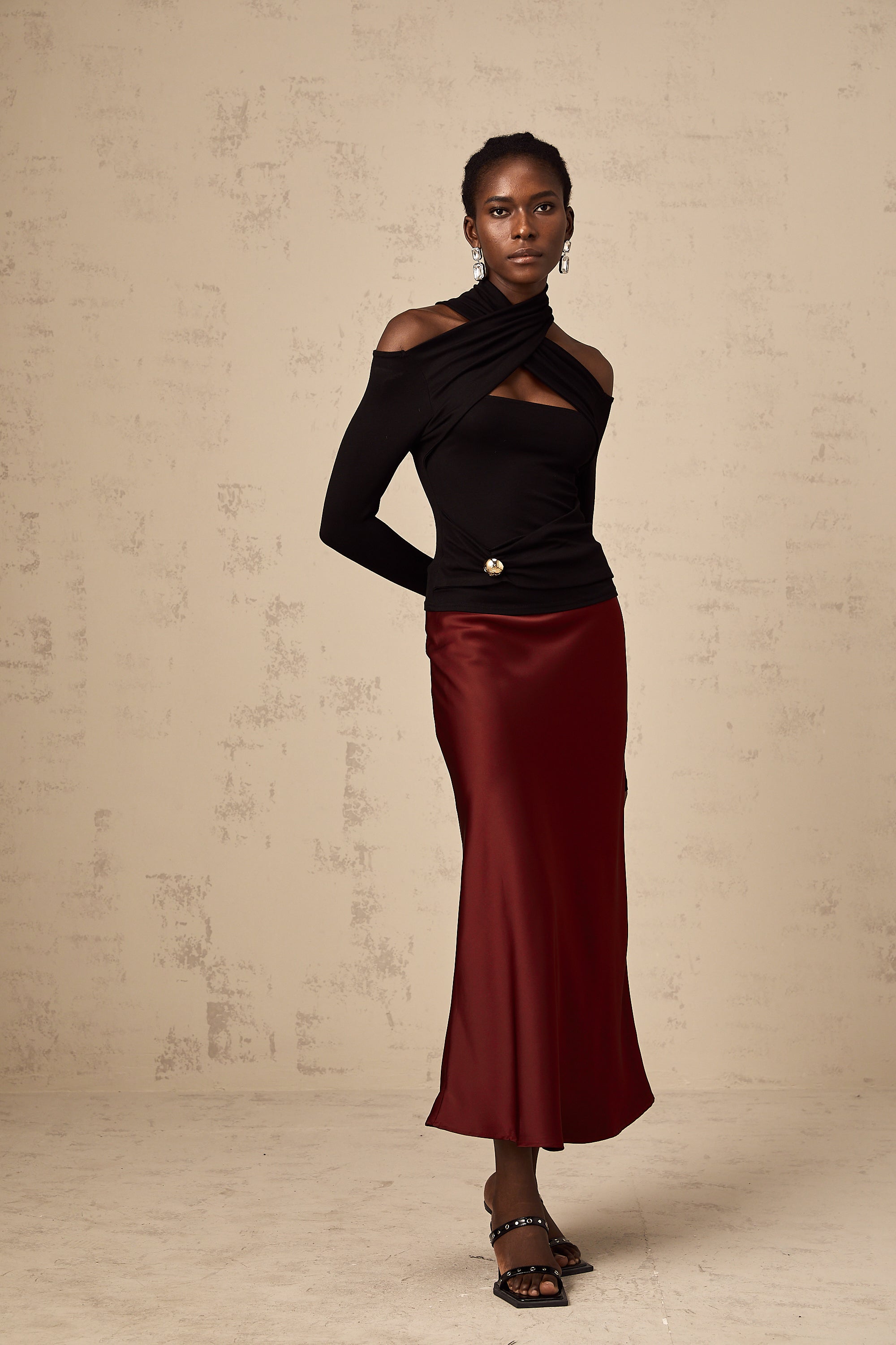 Aurelia Cross Neck Sculpted Evening Top
