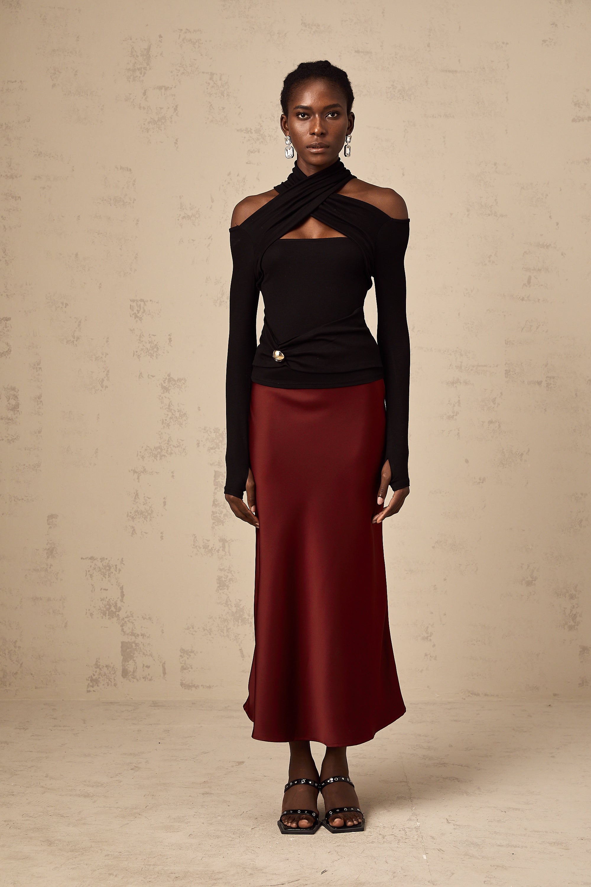 Aurelia Cross Neck Sculpted Evening Top