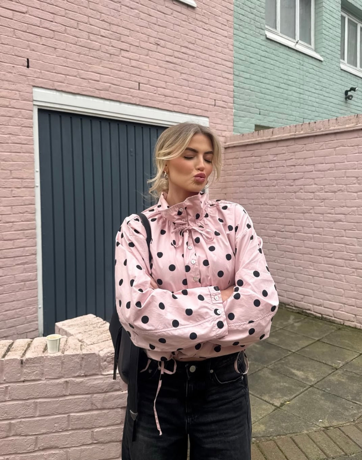 Aurelia Drawstring High-Neck Polka-Dot Jacket
