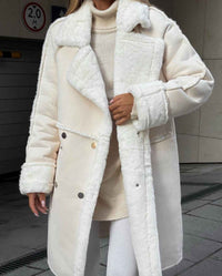 Aurelia Faux-Shearling Double-Breasted Faux-Suede Coat