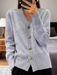 Aurelia Heart-Button Knit Cardigan